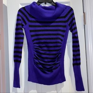 NWT Purple & Black Shimmer Sweater with Cowl Neck